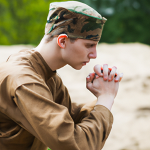 a soldier praying